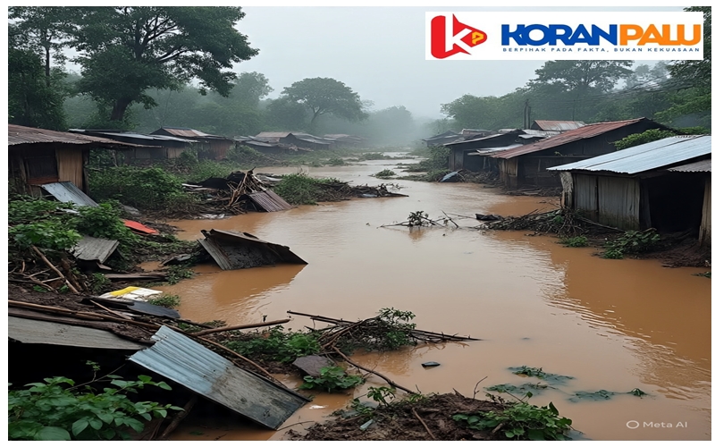 Foto: Hujan Disertai Angin Kencang, Picu Banjir dan Musibah di Lampung Utara